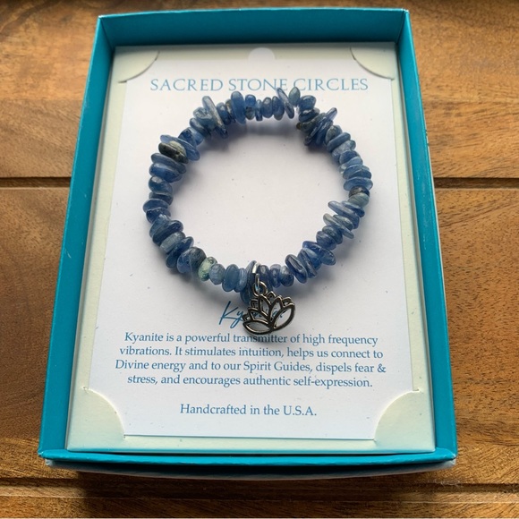 Sacred Stone Circles Kyanite Lotus Flower Bracelet - Picture 2 of 2